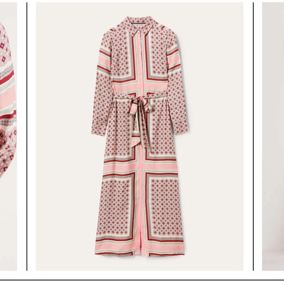 BODEN Maxi Shirt Dress in Almond Pink Square Geometric Size 10R - Picture 9 of 15